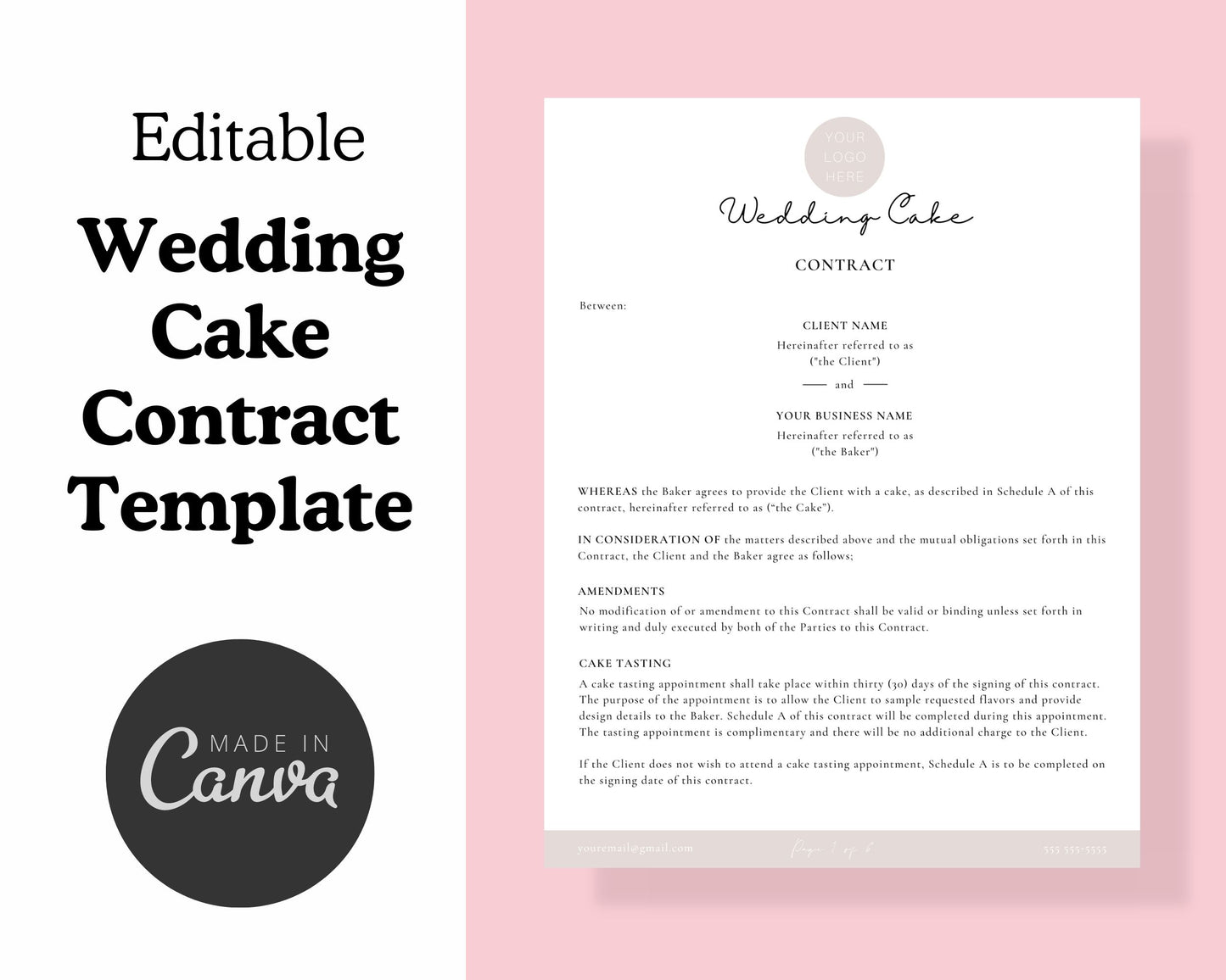 Wedding Cake Contract Template