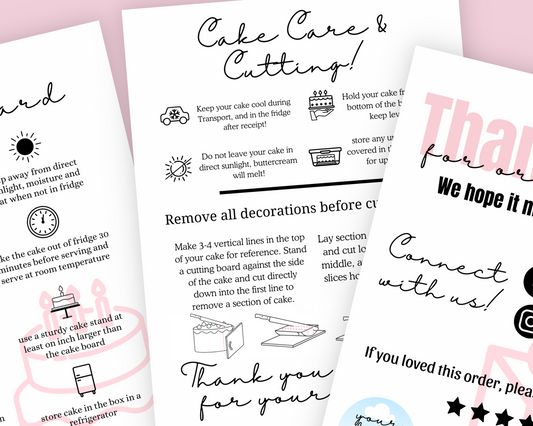 Cake Care Guide Templates